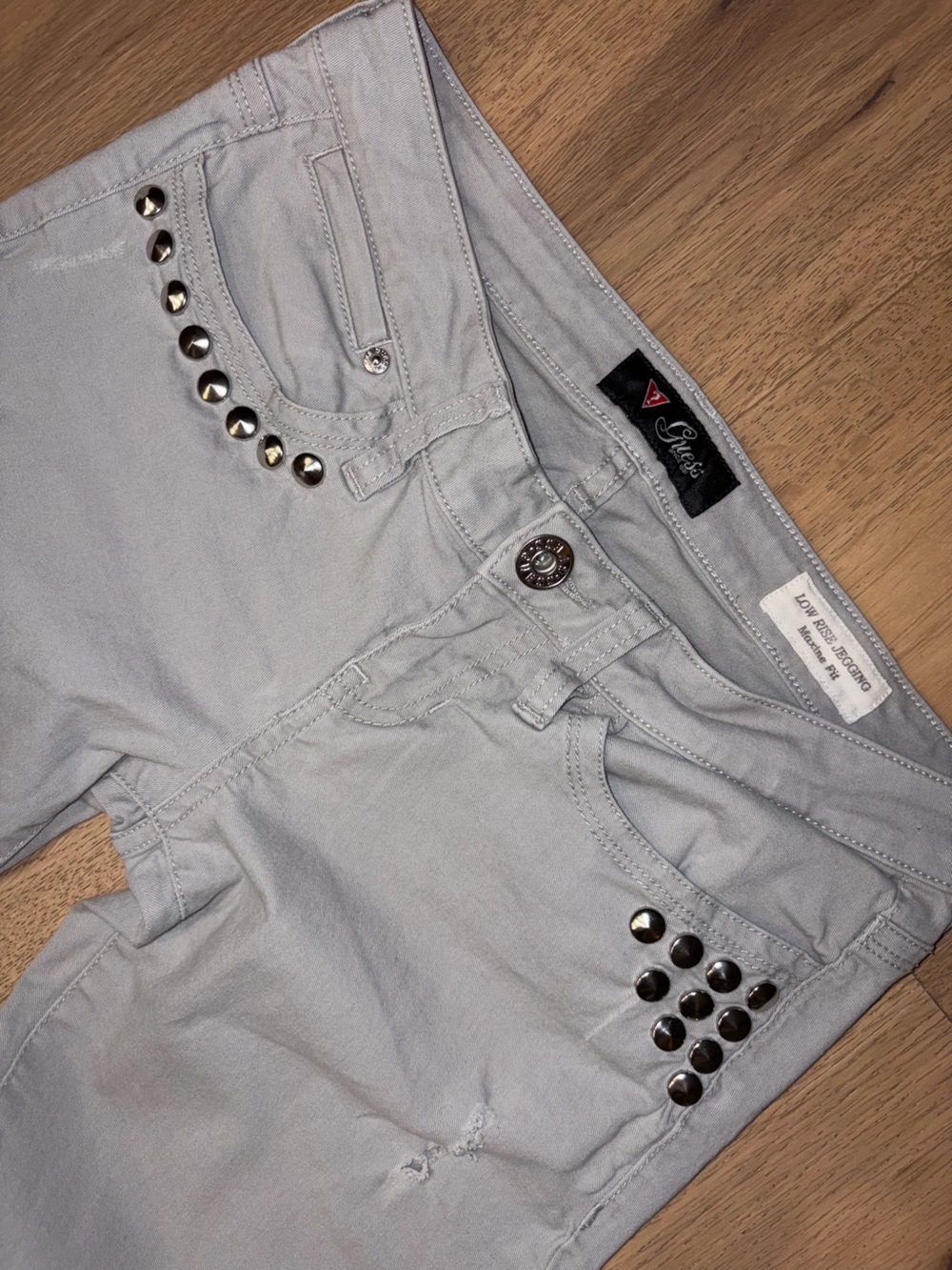 Vintage Distressed Guess Studded Low Rise Jeans